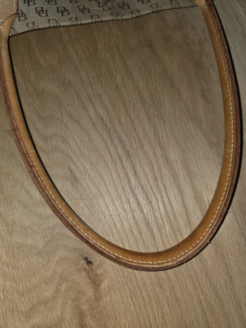 Dooney & Bourke Tan/Brown Monogram Tote with Leather Trim